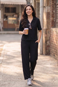 Zivame 2 Mile Fashion Knit Cotton Loungewear Set - Black Beauty — thumbnail 1